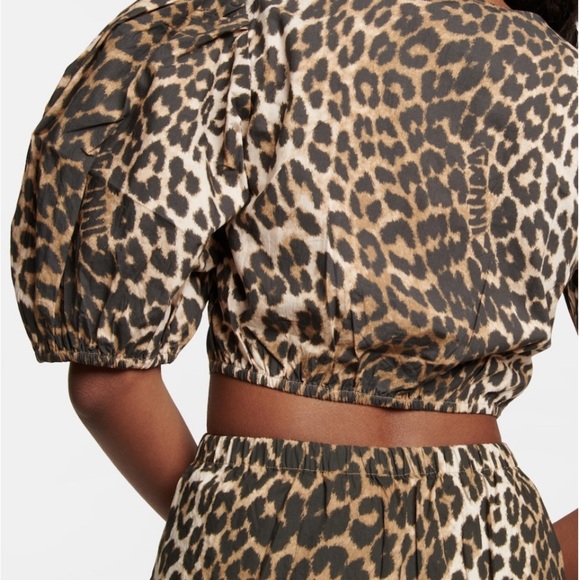 NWT Ganni Leopard-printed cotton crop top - Picture 4 of 4